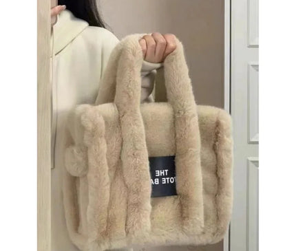 Sac Fourre-tout Peluche Zippé Bandoulière Femme