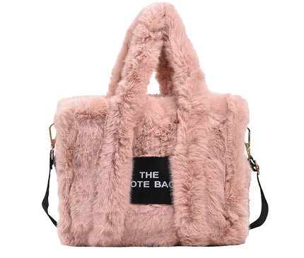 Sac Fourre-tout Fausse Fourrure Rose Décontracté Femme