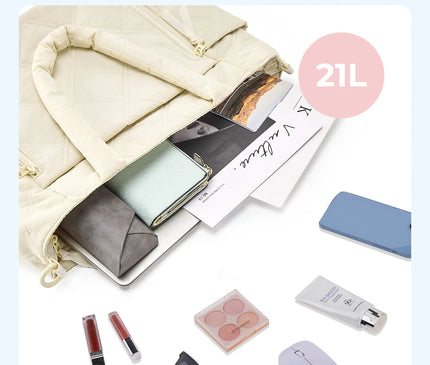 Sac Fourre-tout Matelassé Polyvalent Beige