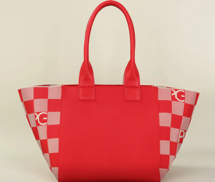 Sac Fourre-tout Femme Rouge Motif Géométrique