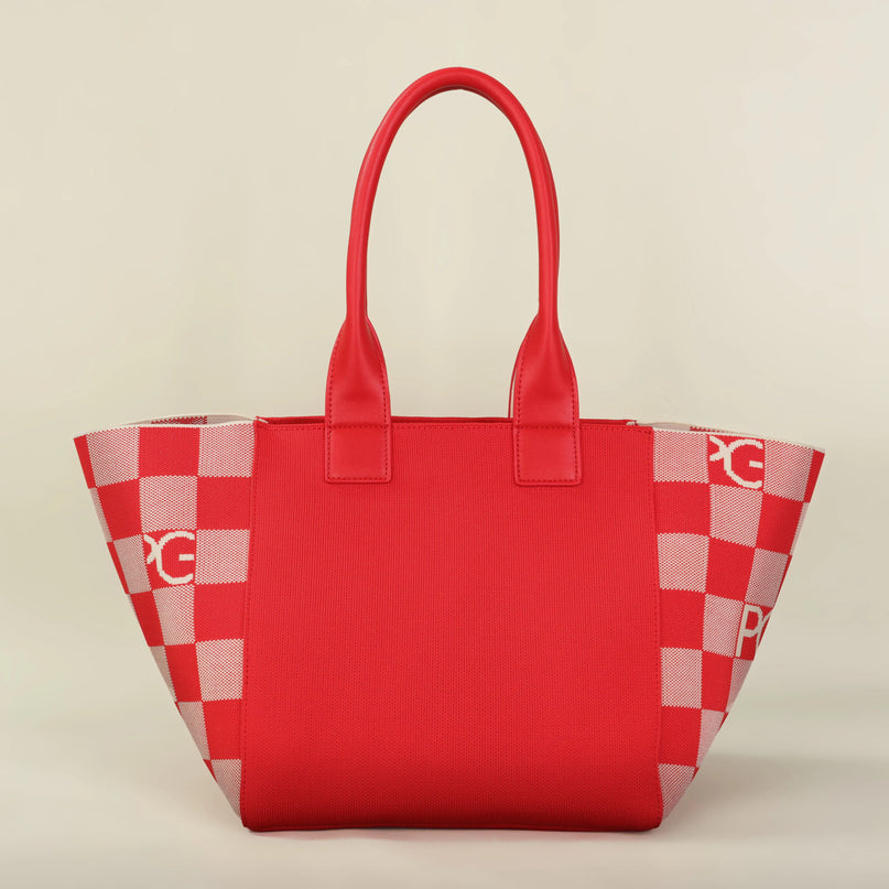Sac Fourre-tout Femme Rouge Motif Géométrique