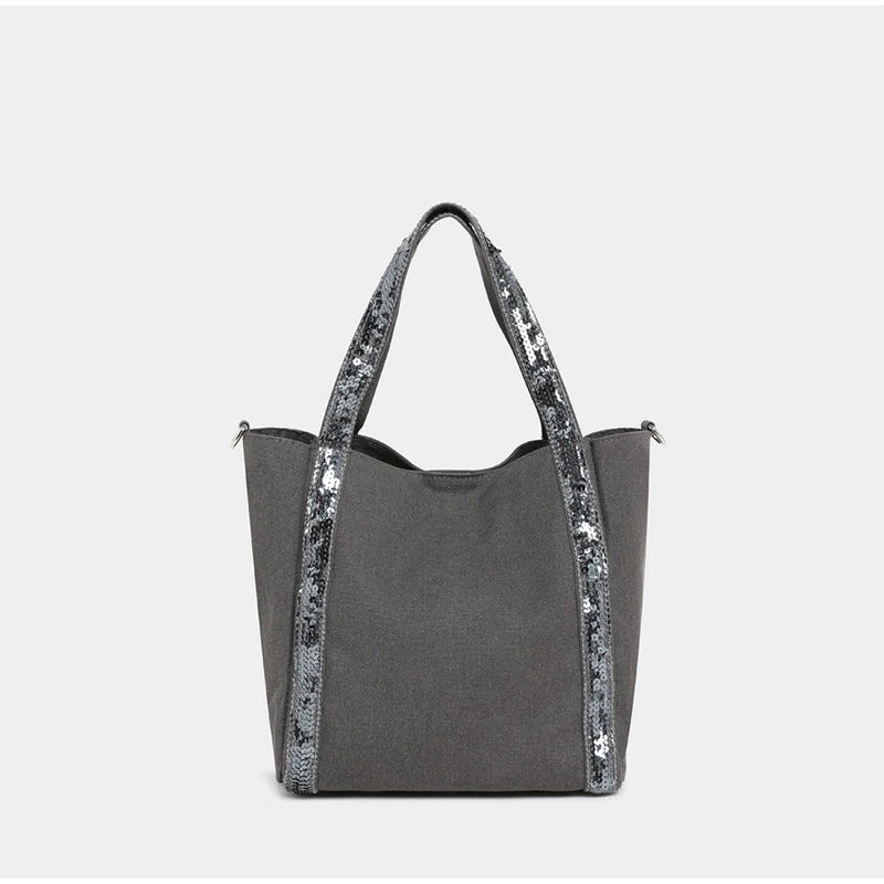Sac Fourre-tout Canvas Paillettes Chic Femme