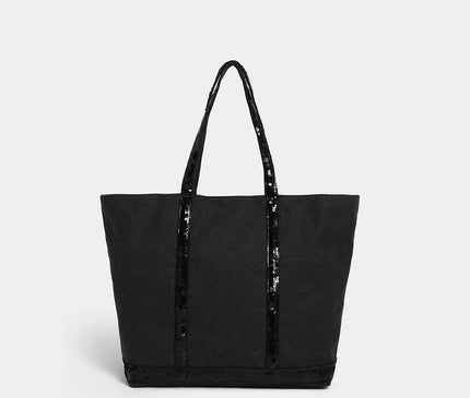 Sac Fourre-tout Toile Paillettes Zippé Femme
