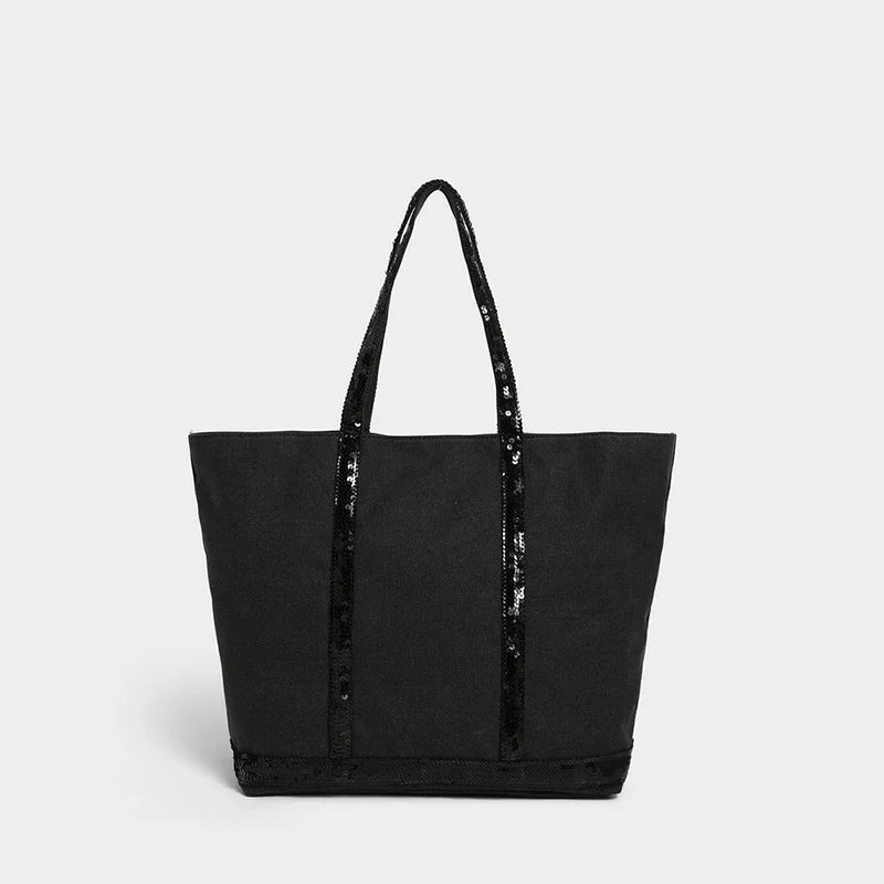 Sac Fourre-tout Toile Paillettes Zippé Femme