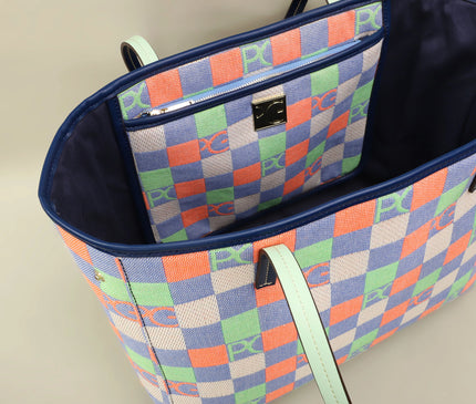 Sac Fourre-tout Femme Polyester Damier Vert