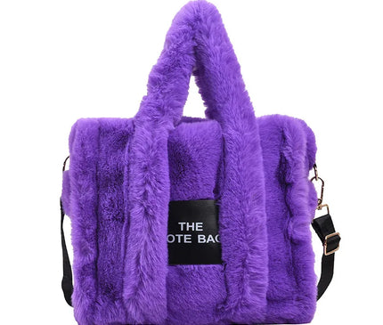 Sac Fourre-tout Peluche Violet Lettres Femme