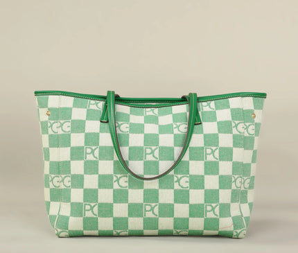 Sac Fourre-tout Femme Polyester Damier Vert