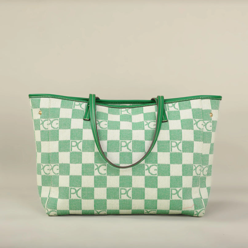 Sac Fourre-tout Femme Polyester Damier Vert