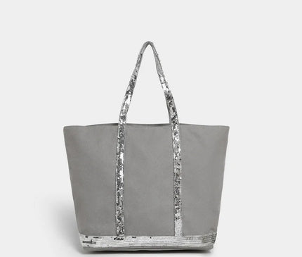 Sac Fourre-tout Femme Gris Paillettes Chic