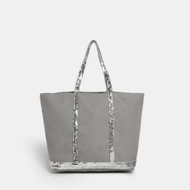 Sac Fourre-tout Femme Gris Paillettes Chic