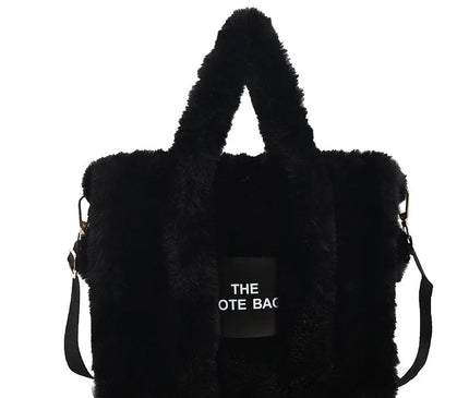 Sac Fourre-tout Peluche Noir Lettres