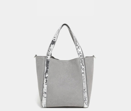 Sac Fourre-tout Canvas Paillettes Argentées