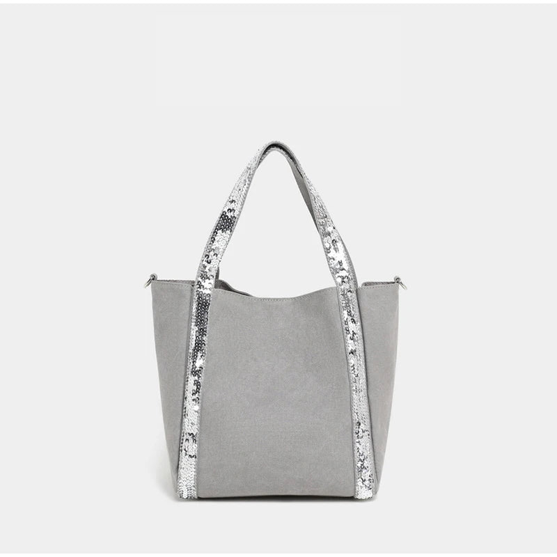 Sac Fourre-tout Canvas Paillettes Argentées